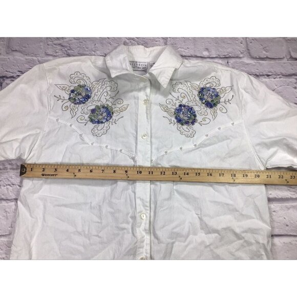 Allyson Whitmore Womens Vintage Embellished Button Front Shirt Size Medium - Picture 6 of 6